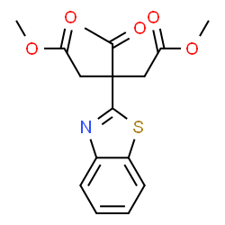ChemSpider 2D Image | Dimethyl 3-acetyl-3-(1,3-benzothiazol-2-yl)pentanedioate | C16H17NO5S