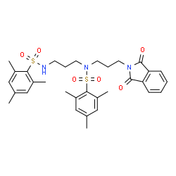 ChemSpider 2D Image | N-[3-(1,3-Dioxo-1,3-dihydro-2H-isoindol-2-yl)propyl]-N-{3-[(mesitylsulfonyl)amino]propyl}-2,4,6-trimethylbenzenesulfonamide | C32H39N3O6S2