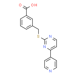 ChemSpider 2D Image | 3-({[4-(4-Pyridinyl)-2-pyrimidinyl]sulfanyl}methyl)benzoic acid | C17H13N3O2S