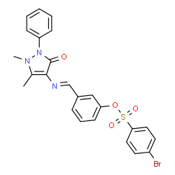 ChemSpider 2D Image | 3-{(E)-[(1,5-Dimethyl-3-oxo-2-phenyl-2,3-dihydro-1H-pyrazol-4-yl)imino]methyl}phenyl 4-bromobenzenesulfonate | C24H20BrN3O4S