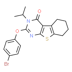 ChemSpider 2D Image | 2-(4-Bromophenoxy)-3-isopropyl-5,6,7,8-tetrahydro[1]benzothieno[2,3-d]pyrimidin-4(3H)-one | C19H19BrN2O2S