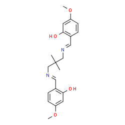ChemSpider 2D Image | 2,2'-{(2,2-Dimethyl-1,3-propanediyl)bis[nitrilo(E)methylylidene]}bis(5-methoxyphenol) | C21H26N2O4