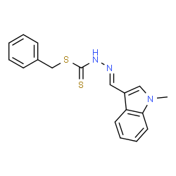 ChemSpider 2D Image | Benzyl (2E)-2-[(1-methyl-1H-indol-3-yl)methylene]hydrazinecarbodithioate | C18H17N3S2