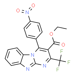 ChemSpider 2D Image | Ethyl 4-(4-nitrophenyl)-2-(trifluoromethyl)pyrimido[1,2-a]benzimidazole-3-carboxylate | C20H13F3N4O4