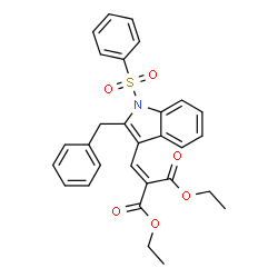 ChemSpider 2D Image | Diethyl {[2-benzyl-1-(phenylsulfonyl)-1H-indol-3-yl]methylene}malonate | C29H27NO6S