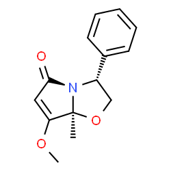 ChemSpider 2D Image | (3R,7aS)-7-Methoxy-7a-methyl-3-phenyl-2,3-dihydropyrrolo[2,1-b][1,3]oxazol-5(7aH)-one | C14H15NO3