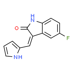 ChemSpider 2D Image | (3Z)-5-Fluoro-3-(1H-pyrrol-2-ylmethylene)-1,3-dihydro-2H-indol-2-one | C13H9FN2O