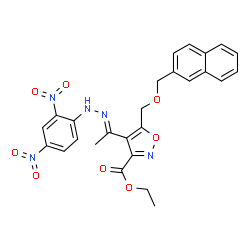 ChemSpider 2D Image | Ethyl 4-[(1E)-N-(2,4-dinitrophenyl)ethanehydrazonoyl]-5-[(2-naphthylmethoxy)methyl]-1,2-oxazole-3-carboxylate | C26H23N5O8