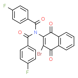 ChemSpider 2D Image | N-(3-Bromo-1,4-dioxo-1,4-dihydro-2-naphthalenyl)-4-fluoro-N-(4-fluorobenzoyl)benzamide | C24H12BrF2NO4