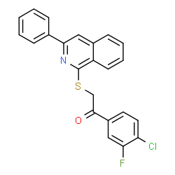 ChemSpider 2D Image | 1-(4-Chloro-3-fluorophenyl)-2-[(3-phenyl-1-isoquinolinyl)sulfanyl]ethanone | C23H15ClFNOS