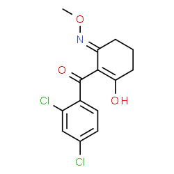 ChemSpider 2D Image | (2,4-Dichlorophenyl)[(6E)-2-hydroxy-6-(methoxyimino)-1-cyclohexen-1-yl]methanone | C14H13Cl2NO3