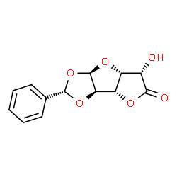 ChemSpider 2D Image | (2S,3aR,3bS,6S,6aR,7aR)-6-Hydroxy-2-phenyltetrahydrofuro[2',3':4,5]furo[2,3-d][1,3]dioxol-5(3bH)-one | C13H12O6