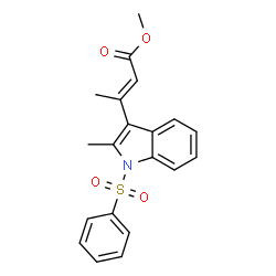 ChemSpider 2D Image | Methyl (2E)-3-[2-methyl-1-(phenylsulfonyl)-1H-indol-3-yl]-2-butenoate | C20H19NO4S
