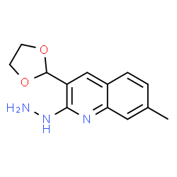 ChemSpider 2D Image | [3-(1,3-dioxolan-2-yl)-7-methyl-2-quinolyl]hydrazine | C13H15N3O2