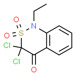 ChemSpider 2D Image | 3,3-Dichloro-1-ethyl-1H-2,1-benzothiazin-4(3H)-one 2,2-dioxide | C10H9Cl2NO3S