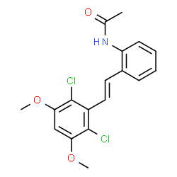 ChemSpider 2D Image | N-{2-[(E)-2-(2,6-Dichloro-3,5-dimethoxyphenyl)vinyl]phenyl}acetamide | C18H17Cl2NO3