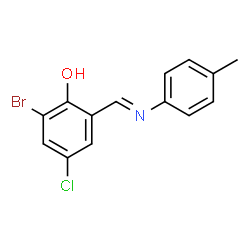 ChemSpider 2D Image | 2-Bromo-4-chloro-6-{(E)-[(4-methylphenyl)imino]methyl}phenol | C14H11BrClNO