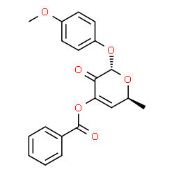 ChemSpider 2D Image | (2S,6S)-2-(4-Methoxyphenoxy)-6-methyl-3-oxo-3,6-dihydro-2H-pyran-4-yl benzoate | C20H18O6