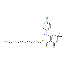 ChemSpider 2D Image | Undecyl 2-[(4-chlorophenyl)amino]-4,4-dimethyl-6-oxo-1-cyclohexene-1-carbodithioate | C26H38ClNOS2