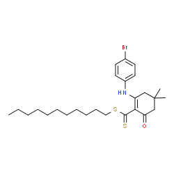 ChemSpider 2D Image | Undecyl 2-[(4-bromophenyl)amino]-4,4-dimethyl-6-oxo-1-cyclohexene-1-carbodithioate | C26H38BrNOS2