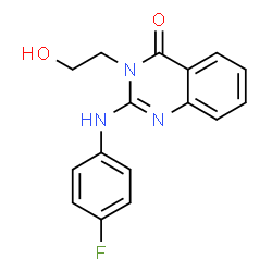 ChemSpider 2D Image | 2-[(4-Fluorophenyl)amino]-3-(2-hydroxyethyl)-4(3H)-quinazolinone | C16H14FN3O2