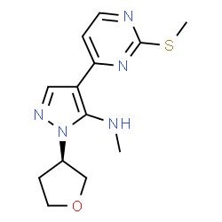 ChemSpider 2D Image | N-Methyl-4-[2-(methylsulfanyl)-4-pyrimidinyl]-1-[(3R)-tetrahydro-3-furanyl]-1H-pyrazol-5-amine | C13H17N5OS