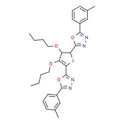 ChemSpider 2D Image | 2,2'-(3,4-Dibutoxy-2,3-dihydrothiene-2,5-diyl)bis[5-(3-methylphenyl)-1,3,4-oxadiazole] | C30H34N4O4S