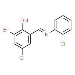 ChemSpider 2D Image | 2-Bromo-4-chloro-6-{(E)-[(2-chlorophenyl)imino]methyl}phenol | C13H8BrCl2NO