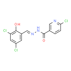 ChemSpider 2D Image | 6-Chloro-N'-[(E)-(3,5-dichloro-2-hydroxyphenyl)methylene]nicotinohydrazide | C13H8Cl3N3O2