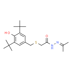 ChemSpider 2D Image | 2-{[4-Hydroxy-3,5-bis(2-methyl-2-propanyl)benzyl]sulfanyl}-N'-isopropylideneacetohydrazide | C20H32N2O2S