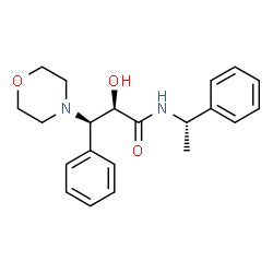ChemSpider 2D Image | (2R,3R)-2-Hydroxy-3-(4-morpholinyl)-3-phenyl-N-[(1S)-1-phenylethyl]propanamide | C21H26N2O3