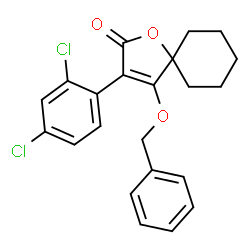 ChemSpider 2D Image | 4-(Benzyloxy)-3-(2,4-dichlorophenyl)-1-oxaspiro[4.5]dec-3-en-2-one | C22H20Cl2O3