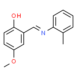 ChemSpider 2D Image | 4-Methoxy-2-{(E)-[(2-methylphenyl)imino]methyl}phenol | C15H15NO2