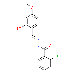 ChemSpider 2D Image | 2-Chloro-N'-[(E)-(2-hydroxy-4-methoxyphenyl)methylene]benzohydrazide | C15H13ClN2O3
