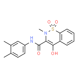 ChemSpider 2D Image | N-(3,4-Dimethylphenyl)-4-hydroxy-2-methyl-2H-1,2-benzothiazine-3-carboxamide 1,1-dioxide | C18H18N2O4S