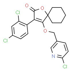 ChemSpider 2D Image | 4-[(6-Chloro-3-pyridinyl)methoxy]-3-(2,4-dichlorophenyl)-1-oxaspiro[4.5]dec-3-en-2-one | C21H18Cl3NO3