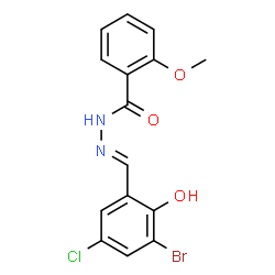 ChemSpider 2D Image | N'-[(E)-(3-Bromo-5-chloro-2-hydroxyphenyl)methylene]-2-methoxybenzohydrazide | C15H12BrClN2O3