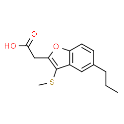 ChemSpider 2D Image | [3-(Methylsulfanyl)-5-propyl-1-benzofuran-2-yl]acetic acid | C14H16O3S