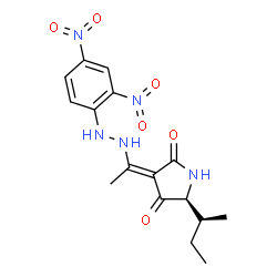 ChemSpider 2D Image | (3Z,5S)-5-sec-Butyl-3-{1-[2-(2,4-dinitrophenyl)hydrazino]ethylidene}-2,4-pyrrolidinedione | C16H19N5O6