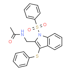 ChemSpider 2D Image | N-{[3-(Phenylsulfanyl)-1-(phenylsulfonyl)-1H-indol-2-yl]methyl}acetamide | C23H20N2O3S2