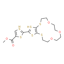 ChemSpider 2D Image | methyl 2-(5,8,11-trioxa-2,14,16,18$l^{3}-tetrathiabicyclo[13.3.0]octadeca-1(15),17-dien-17-yl)-1$l^{3},3-dithiacyclopenta-1,4-diene-4-carboxylate | C16H20O5S6