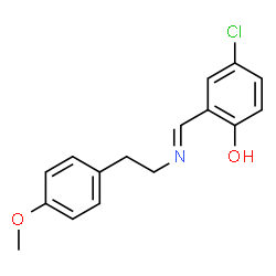 ChemSpider 2D Image | 4-Chloro-2-[(E)-{[2-(4-methoxyphenyl)ethyl]imino}methyl]phenol | C16H16ClNO2