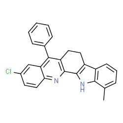 ChemSpider 2D Image | 9-Chloro-1-methyl-7-phenyl-6,13-dihydro-5H-indolo[3,2-c]acridine | C26H19ClN2