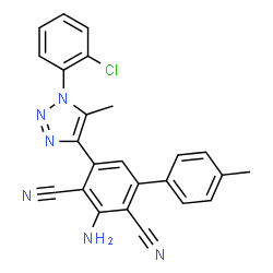 ChemSpider 2D Image | 3-Amino-5-[1-(2-chlorophenyl)-5-methyl-1H-1,2,3-triazol-4-yl]-4'-methyl-2,4-biphenyldicarbonitrile | C24H17ClN6