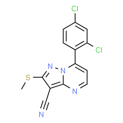 ChemSpider 2D Image | 7-(2,4-Dichlorophenyl)-2-(methylsulfanyl)pyrazolo[1,5-a]pyrimidine-3-carbonitrile | C14H8Cl2N4S