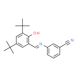 ChemSpider 2D Image | 3-{(E)-[2-Hydroxy-3,5-bis(2-methyl-2-propanyl)benzylidene]amino}benzonitrile | C22H26N2O