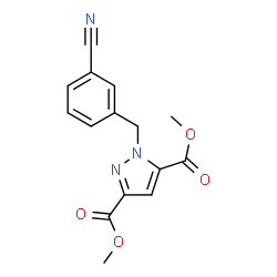 ChemSpider 2D Image | Dimethyl 1-(3-cyanobenzyl)-1H-pyrazole-3,5-dicarboxylate | C15H13N3O4