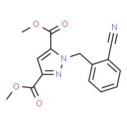 ChemSpider 2D Image | Dimethyl 1-(2-cyanobenzyl)-1H-pyrazole-3,5-dicarboxylate | C15H13N3O4