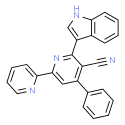 ChemSpider 2D Image | 6-(1H-Indol-3-yl)-4-phenyl-2,2'-bipyridine-5-carbonitrile | C25H16N4