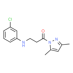 ChemSpider 2D Image | 3-[(3-Chlorophenyl)amino]-1-(3,5-dimethyl-1H-pyrazol-1-yl)-1-propanone | C14H16ClN3O